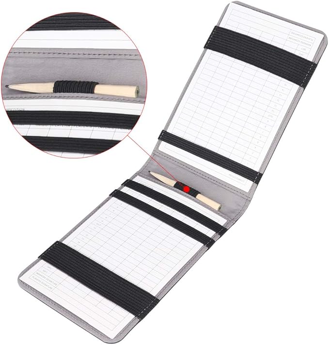 Golf Scorecard Holder & Yardage Book Cover, Golf Accessories Black Premium Leather Yardage Book Holders Cover