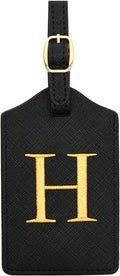 Luggage Tag PU Leather for Suitcase Baggage Handbag Travel Bag Label Suitcase Tag Label Tag w. Name Card & Privacy Cover (H)