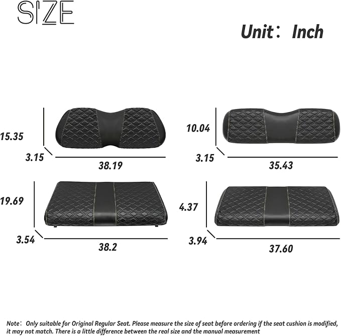 Golf Cart Front and Rear Seat Covers Waterproof and Sun Resistant Marine Grade Vinyl Leather Seat Cover Accessories for Club Car Precedent 2004+, Black(4PCS)