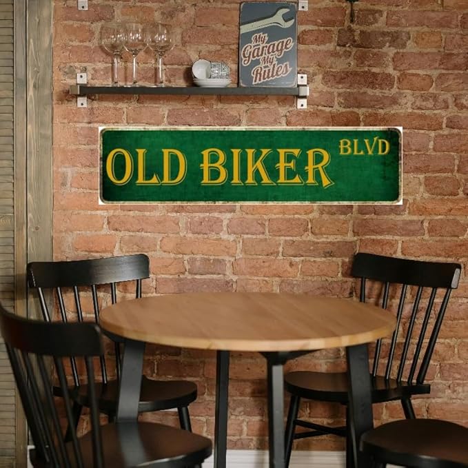 Motorcycle Gifts For Men Man Cave Decor Old Biker Blvd Metal Sign Best Gifts For Motorcycle Riders Garage Signs For Men 4x16 Inch