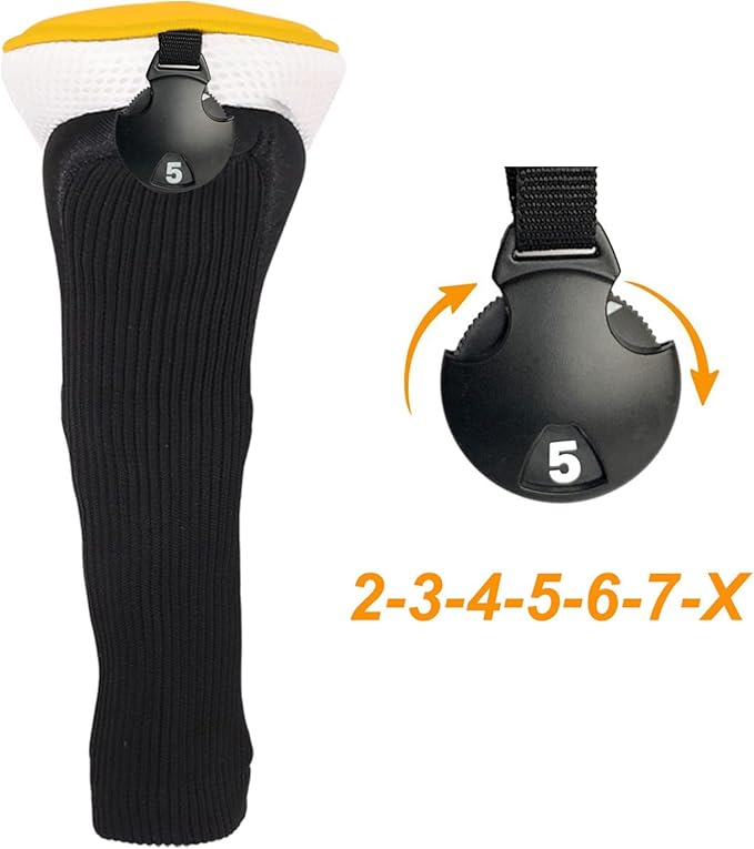 3pcs Nylon Golf Head Covers with Interchangeable Tags, Elastic Self-Fixing Closure, Durable Golf Accessories for Fairway & Driver Clubs