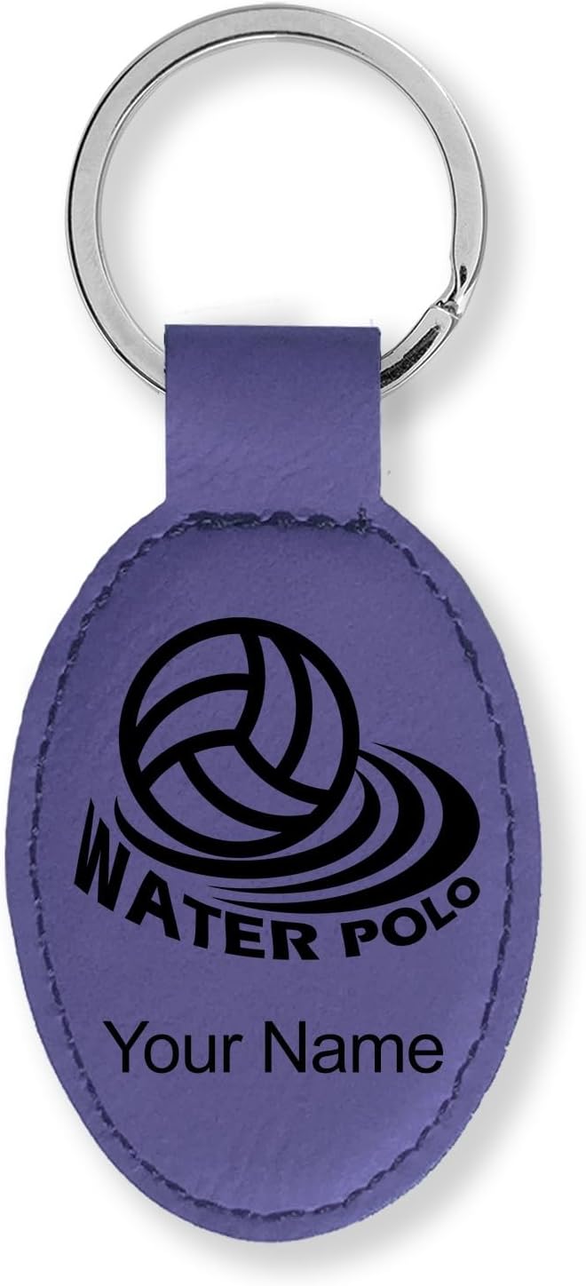LaserGram Oval Keychain, Water Polo, Personalized Engraving Included