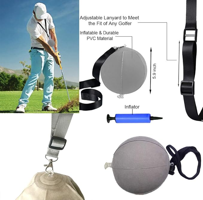 Amy Sport Golf Swing Training Aid Wrist Hinge Adjustable Arm Band with Hanger Smartball Connection Band for Correction, Men Women Ball Between Arms Practice Tool