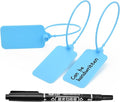 100pcs Luggage Tags Plastic Seals Shipping Label Logistics Sign Tie Bag Tag, Sealing Storage Multi Purpose Name ID Tag with Marker for Suitcases, Backpack, Schoolbag, Car Key (Blue)