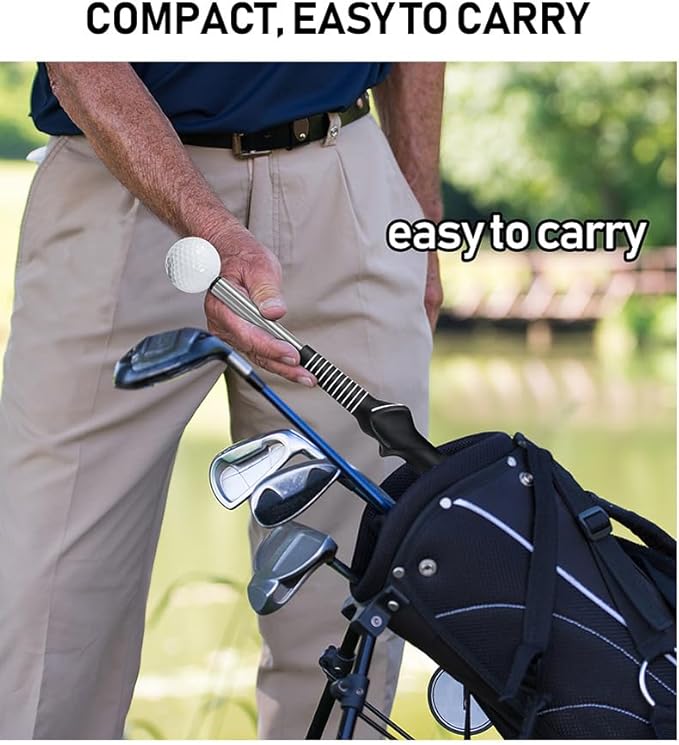 IEKEODI Retractable Golf Swing Trainer, Golf Grip Trainer and Right-Handed Golf Training Aid for Chipping Hitting, Ideal Golf Swing Training Aid with Arm Band for Indoor & Outdoor Use(Black)