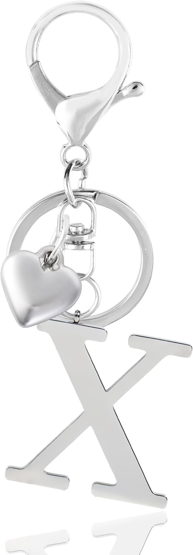 Metal Heart Alphabet Keychain for Women, Girls - Cute Initial Letter Accessories for Purse, Bag Charms and Backpack