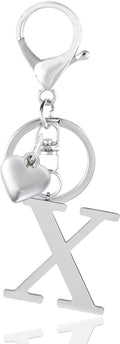 Metal Heart Alphabet Keychain for Women, Girls - Cute Initial Letter Accessories for Purse, Bag Charms and Backpack
