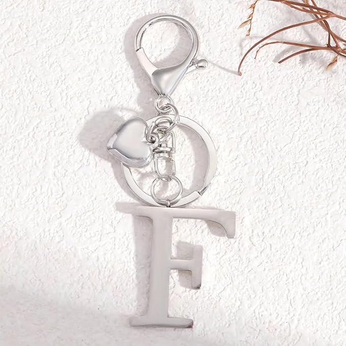 Metal Heart Alphabet Keychain for Women, Girls - Cute Initial Letter Accessories for Purse, Bag Charms and Backpack