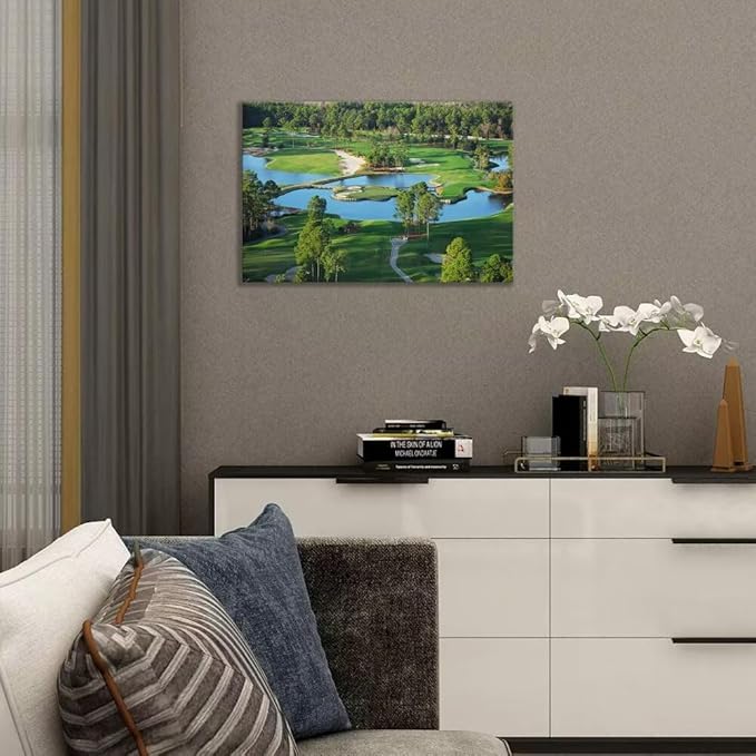 chenchenArt King's North Golf Course Wall Art for Living Room Bedroom Bathroom Home Decorations Myrtle Beach National Club Picture Canvas Prints Modern Artwork Framed Ready to Hang(24''H x 36''W)