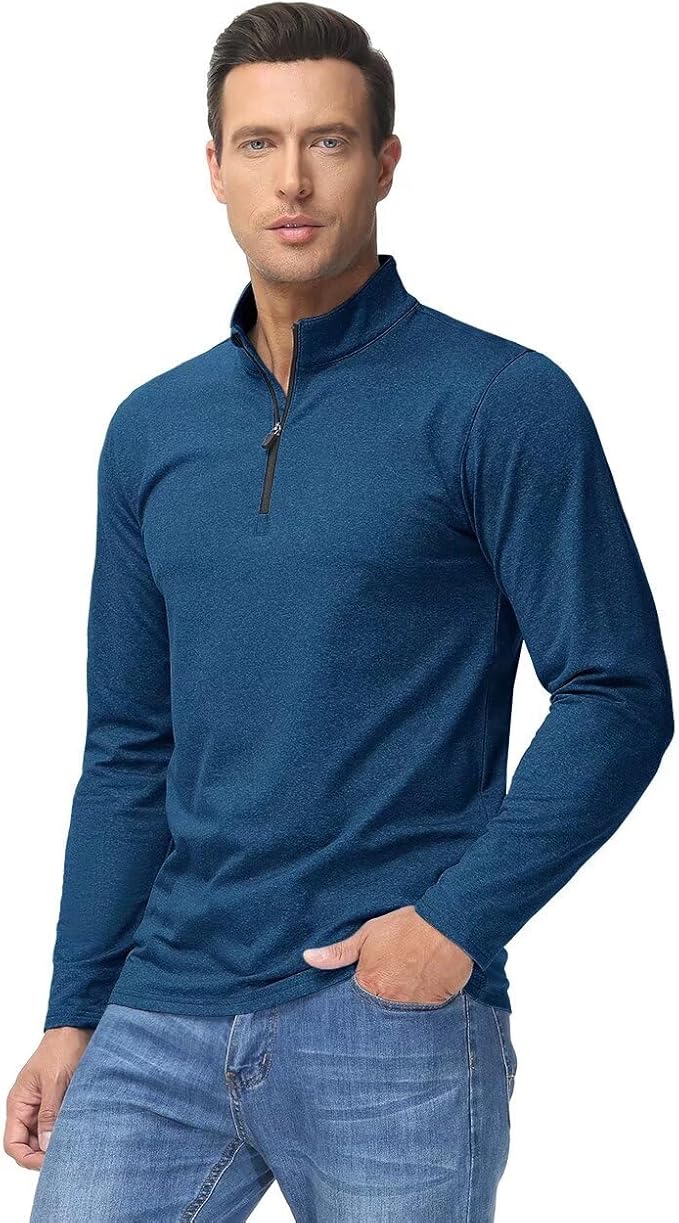 Boladeci Men's Quarter Zip Pullover Premium Fleece Lined Heather Long Sleeve Golf Shirts Midweight 1/4 Half Zip Sweatshirts