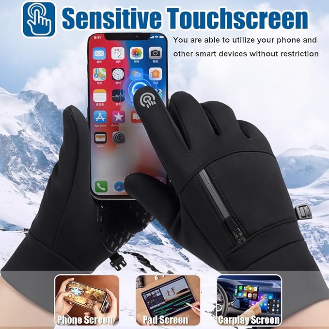 Winter Gloves for Men Women - Waterproof Thermal Glove for Cold Weather, Warm Gloves for Running Cycling, Snow Gloves with Touchscreen Finger
