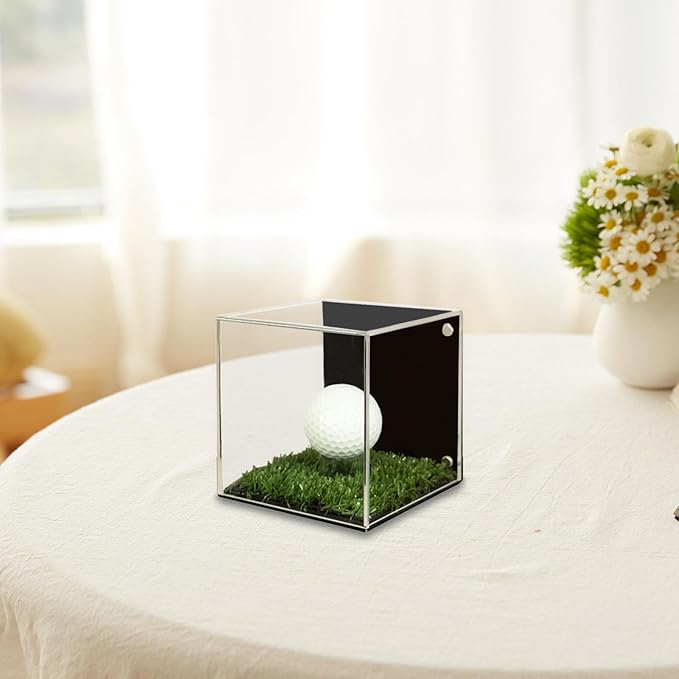 YIJU Golf Ball Display Case Memorabilia Stand Cube Holder Accessories Dustproof Multiuse Transparent Baseball Holder