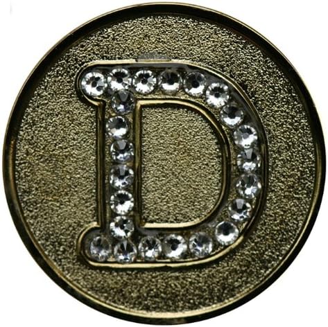 Monogram Initial Golf Ball Marker with Crystals and Matching Hat Clip