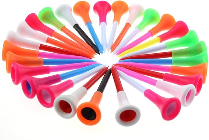 Crestgolf Rubber Cushion Top Plastic Golf Tees Mixed Colors Pack of 50pcs