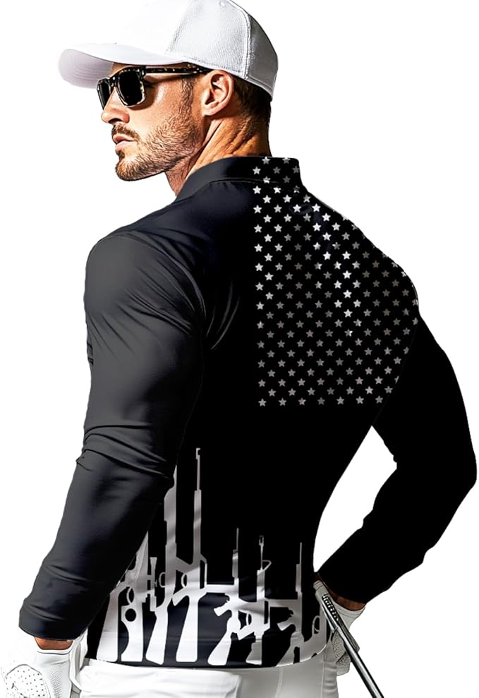 Men's Long Sleeve Golf Shirt Quick Dry 3 Button Work Fishing Outdoor Casual Collar Shirt