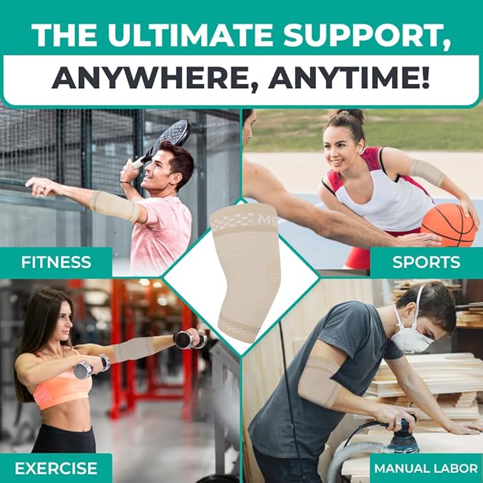 Modvel 2 Pack Elbow Brace - Golfer's Elbow Compression Sleeve Support for Joint Pain Relief, Recovery, Tendonitis Braces, Tennis Elbows Brace For Men & Women, Workout & Weightlifting Arm Wrap