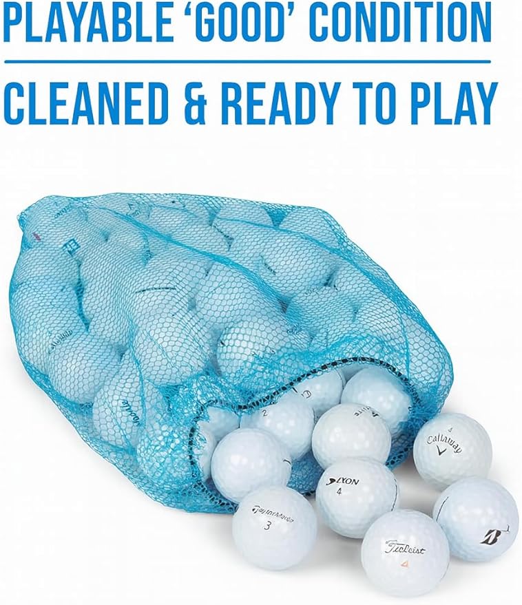 Clean Green Golf Balls 48 Recycled and Used Golf Balls for Titleist, Callaway, Taylormade, and Lower Brands Like Pinnacle, Top-Flite, Kirkland