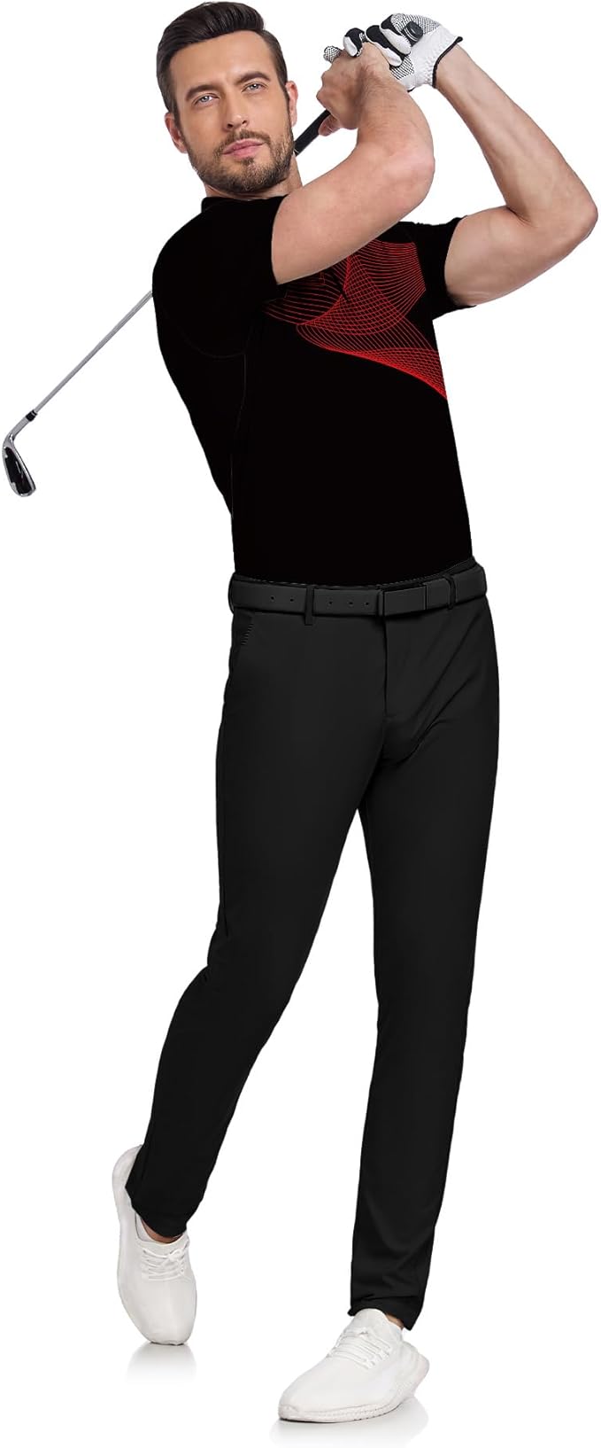 JACKETOWN Mens Polo Shirts Short Sleeve Print Dry Fit Performance Moisture Wicking Casual Collared Golf Shirts