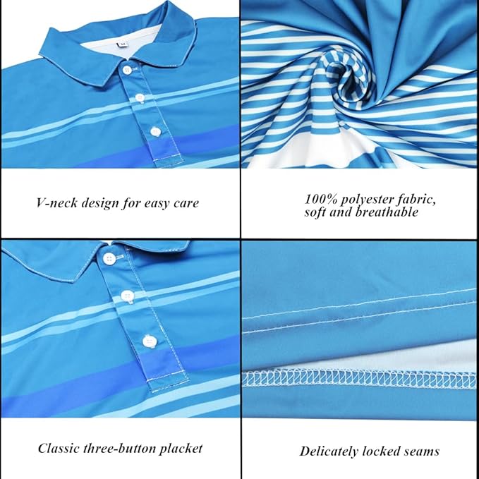 Men's Long Sleeve Golf Shirt Quick Dry 3 Button Work Fishing Outdoor Casual Collar Shirt