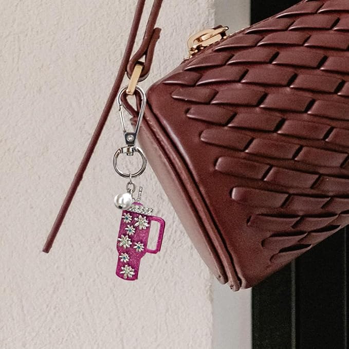 Madison Tyler Western Cowboy Boots Cherry Bow Bubble Tea Strawberry Cute Keychain | Bag Charms for Handbags Purse Charms