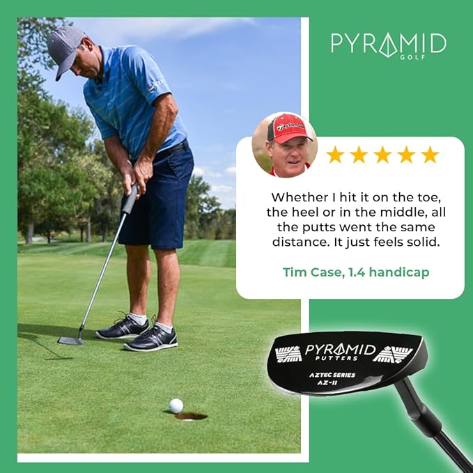 Pyramid Golf Putter for Improved Accuracy & Consistency – Gear Effect Grooves, High MOI, Precision Milled Face, Soft Feel Grip, Forgiveness on Mishits, Free Head Cover, Ideal for Inconsistent Stroke