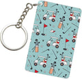 Astronaut Playing Golf Keychains Rectangular Acrylic Keychain Daily Key Ring Car Key Fob Holder 2X3 Inch