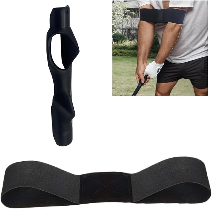Golf Grip Trainer with Swing Correction Strap, 2-in-1 Training Aid for Arms Synchronization & Muscle Memory, Golf Practice Tool for Posture and Grip Alignment for Men & Women
