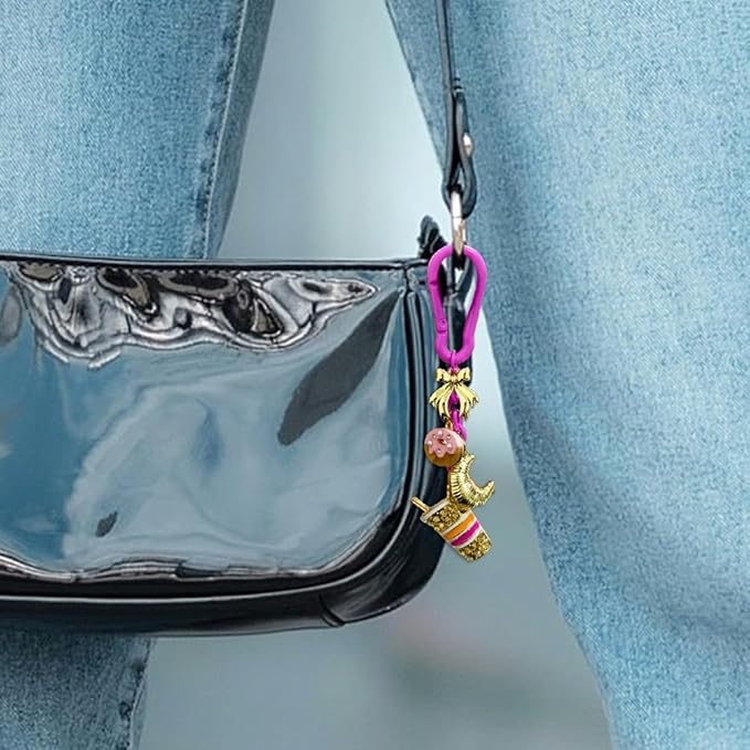 Madison Tyler Western Cowboy Boots Cherry Bow Bubble Tea Strawberry Cute Keychain | Bag Charms for Handbags Purse Charms