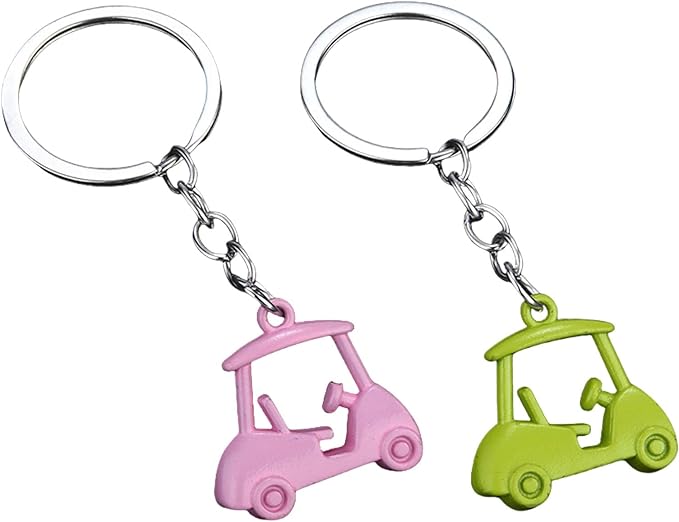 Pack Of 2 Zincs Alloy Realistic Golf Cart Keychains Golf Themed Holder Lightweight For Keys Bags Accessories