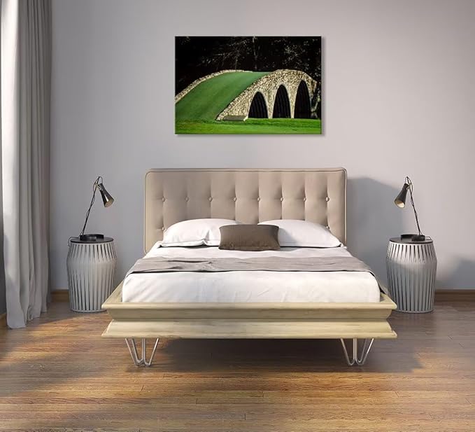 chenchenArt Famous Bridge at Augusta National Golf Course Wall Art for Living Room Bedroom Bathroom Home Decorations Golf Art Augusta Golf Poster Canvas Prints Framed Ready to Hang(12''H x 16''W)