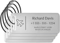Personalized Luggage Tags for Suitcases 4 Pack - Stainless Steel Custom Luggage Tags for Backpacks & Bags, Sturdy, Waterproof & Heavy Duty (Silver / 3" x 1.25")