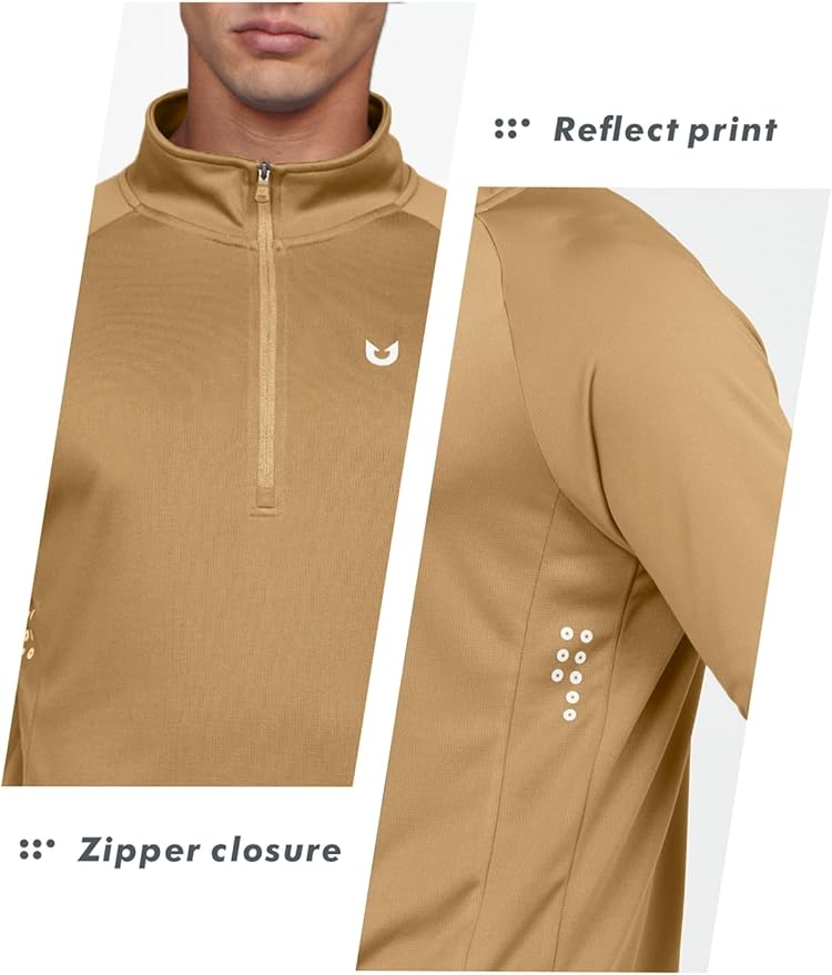 NORTHYARD Quarter Zip Pullover Men Running Shirt Long Sleeve Moisture Wicking Quick Dry Athletic Workout Shirts