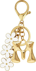 Gold Bubble Heart, Cherry, Bow & More Designs Letter Initial Keychain Bag Charms – Cute Purse Charms for Handbags
