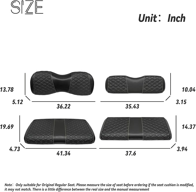Golf Cart Seat Covers Front and Rear Waterproof and Sun Resistant Marine Grade Vinyl Leather Seat Cover Accessories for Yamaha Drive 2007-2016/Drive 2 2017+, Black(4PCS)
