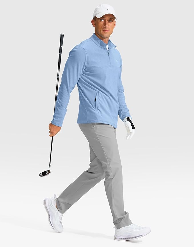 Pudolla Men's Quarter Zip Pullover with 2 Pockets Fleece Warm Soft Golf Sweatshirts for Athletic Workout Running