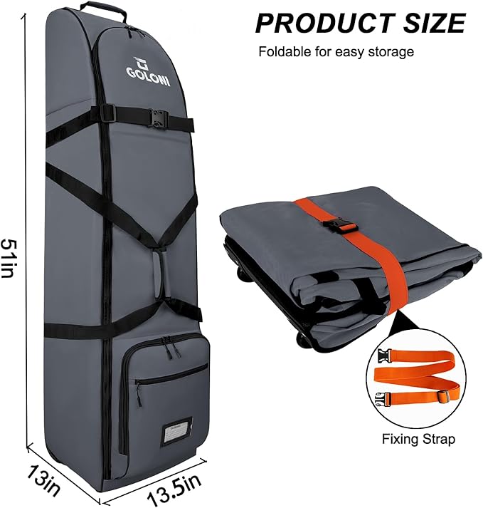 Goloni Golf Travel Bag with Wheels, Golf Travel Case for Airlines, 900D Heavy Duty Oxford Wear-Resistant Soft-Sided