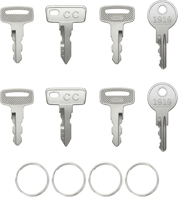 Hather Universal Golf Cart Key Set – 8 Replacement Keys for EZGO, Club Car, Yamaha+ 4 Key Rings – Compatible with OEM# 1012505, 17063-G1, JU2-H2511-00, JU6-H2511-10
