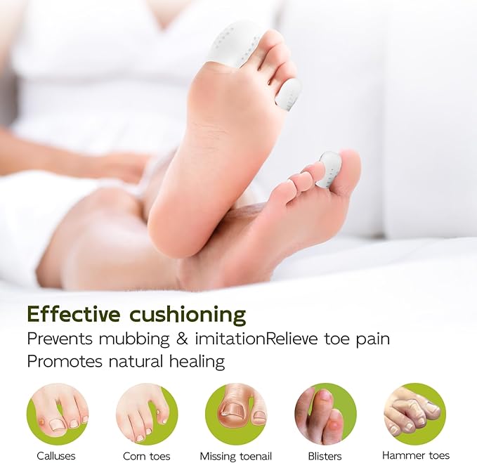 Bukihome 16 PCS Toe Protectors, Silicone Toe Caps Toe Sleeve Protectors, Prevent Pain Relief for Corns, Blisters and Ingrown Toenails，Great for Running, Walking, Stop Toe Pain(16 S) [Upgrade]
