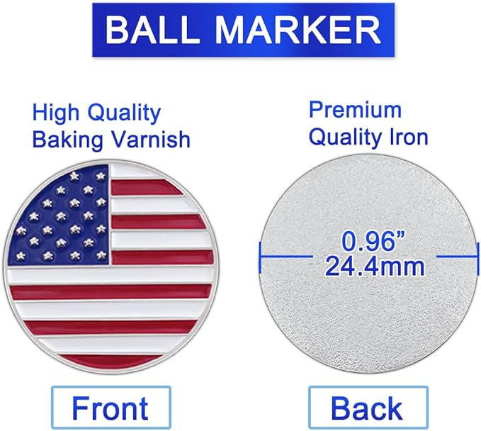 8 Pack Golf Ball Markers with Magnetic Hat Clips Value Sets - Removable Attaches Easily to Golf Cap Premium Gifts，Golf Ball Markers with Hat Clips Sets for Men Women Golfer