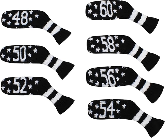 Scott Edward 1/7/10 Pcs Knitted Golf Club Head Covers for Irons Wedge Cuteness and Basically Socks Shape Washable Golf Club Head Protector on Pattern Style Double Sided Customized