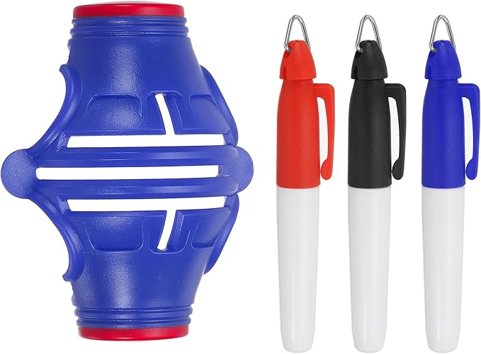 PATIKIL Golf Ball Marker Stencil 360 Degree Triple Track Golf Ball Alignment Marking Tool Line Drawing Marker with Marker Pens for Men Women