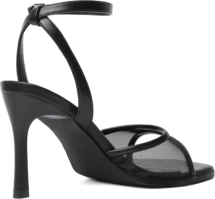 Mostrin Strappy Heels for Women Square Open Toe Lace Up Heeled Sandals Ankle Strap Sexy Stiletto High Heels for Party, Prom, Dating, Wedding