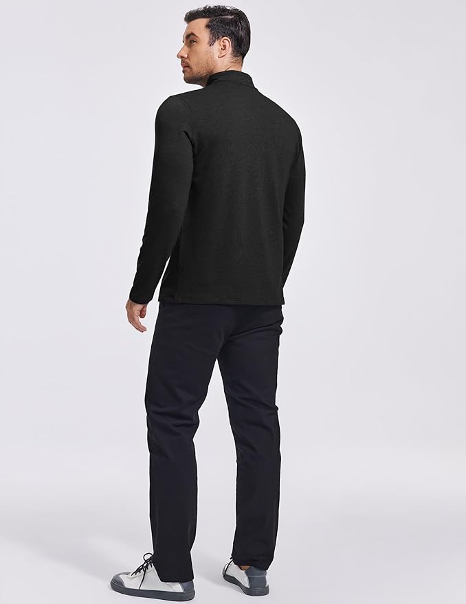 PINSPARK Men's Quarter Zip Up Pullover Mock Neck Sweatshirts Long Sleeve Golf shirts Performance Athletic Casual Workout