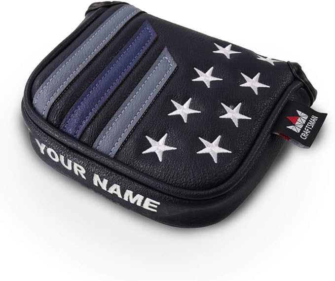 Craftsman Golf Blue Strips Stars Mallet Mid-Mallet Blade Putter Head Cover Headcover Magnetic Closure Alignment Stick Case Holder