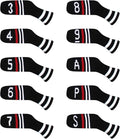 Scott Edward 10 Pcs Golf Club Head Covers for Irons Cuteness Basically Socks Shape Washable Durable Golf Club Head Protector Double Sided Knit Suitable for Most Brands