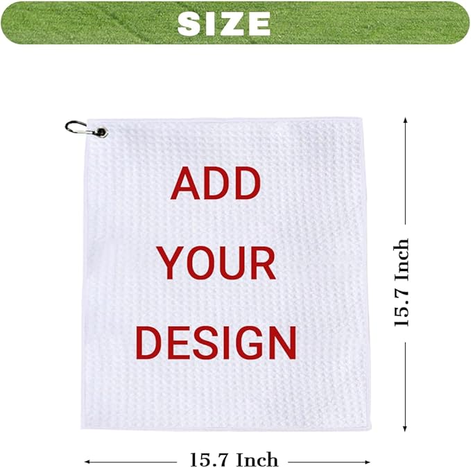 Custom Golf Towel with Photo 16 "x16", Personalized Photo Microfiber Towels for Golf Bags for Men,Bulk 1-100pcs,Design Your Own Funny Golf Club Towel Picture Logo Text,Gift for Husband Boyfriend Dad