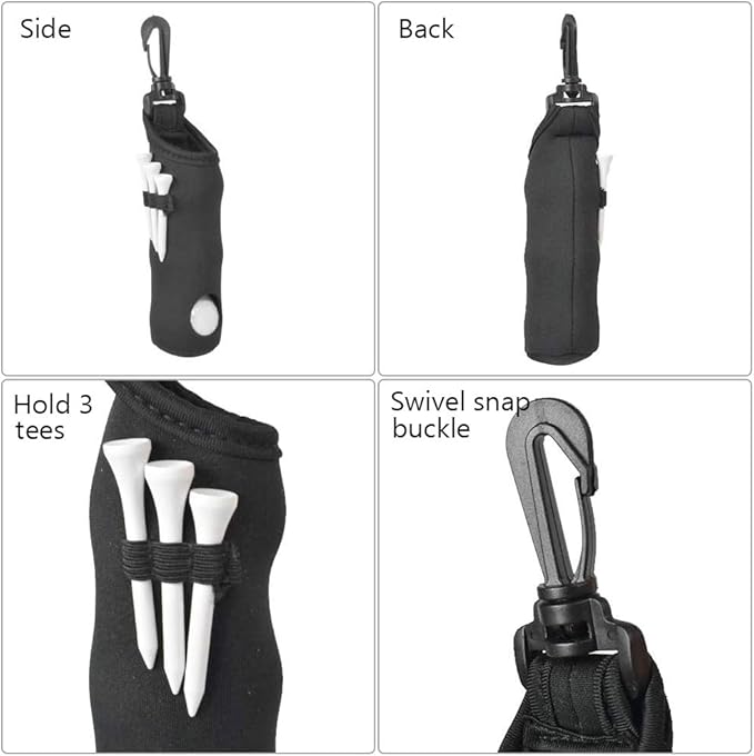 2 Pack Golf Ball Carry Bag Golf Tee Holder Pouch with Light Weight Hook Portable Golf Ball Storage Bag for 3 Golf Ball 3 Tees