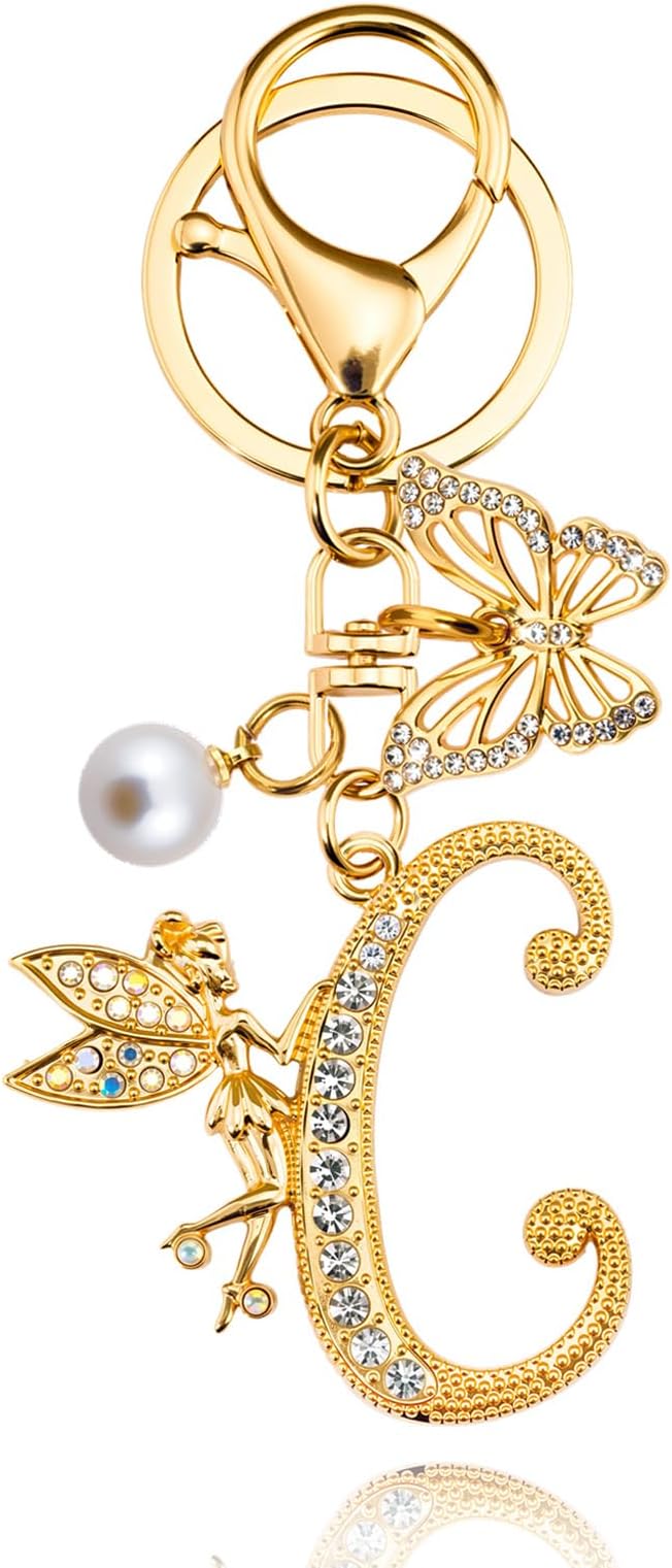 Initial Keychain Bag Charm Women Purse Charms for Handbags Accessories Charm for Wallet Butterfly Pendant for Girls