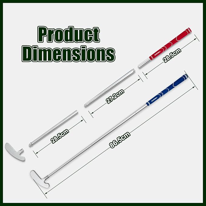 FUNGREEN Golf 2PCS/Pack Two-Way Putter Club for Right or Left Handed Golfers Foldable Alloy Rod Head Adults Golf Putter - 34" Length