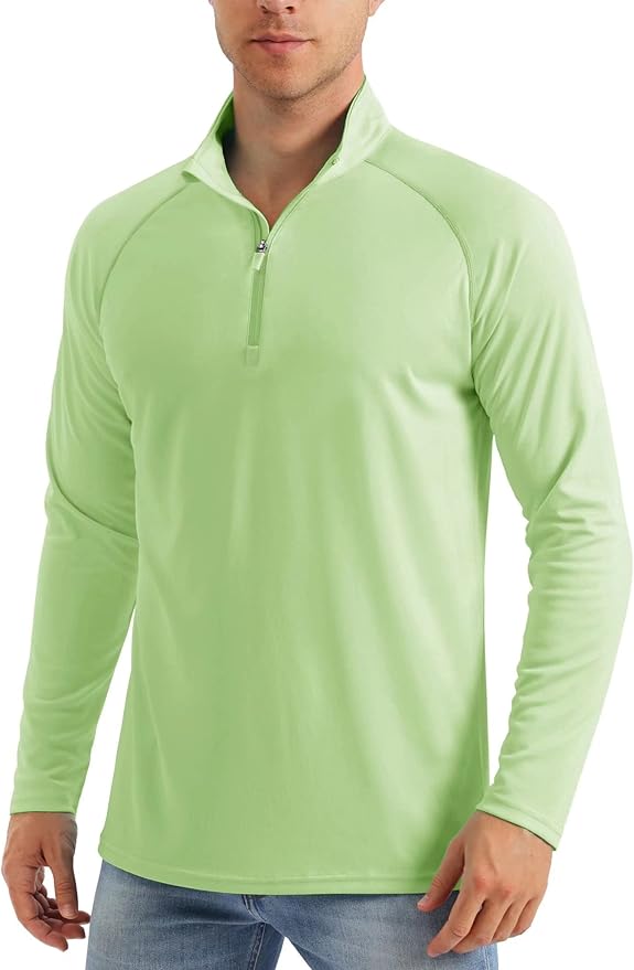 MAGCOMSEN Men's Long Sleeve Sun Shirts UPF 50+ Tees 1/4 Zip Up Fishing Running Rash Guard T-Shirts Outdoor Shirt
